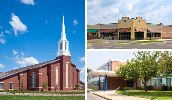  Collage of different types of commercial buildings