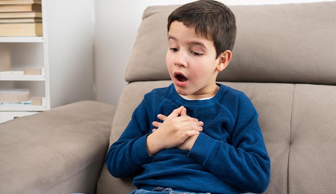 Children having trouble to breath