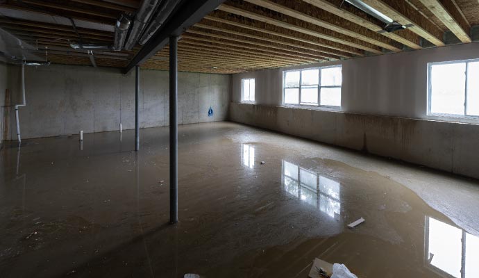 Flooded floor in a room
